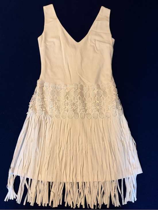 Sara Boo Dresses & Skirts - Flapper Style Cream Fringe V-Neck Sleeveless Dress